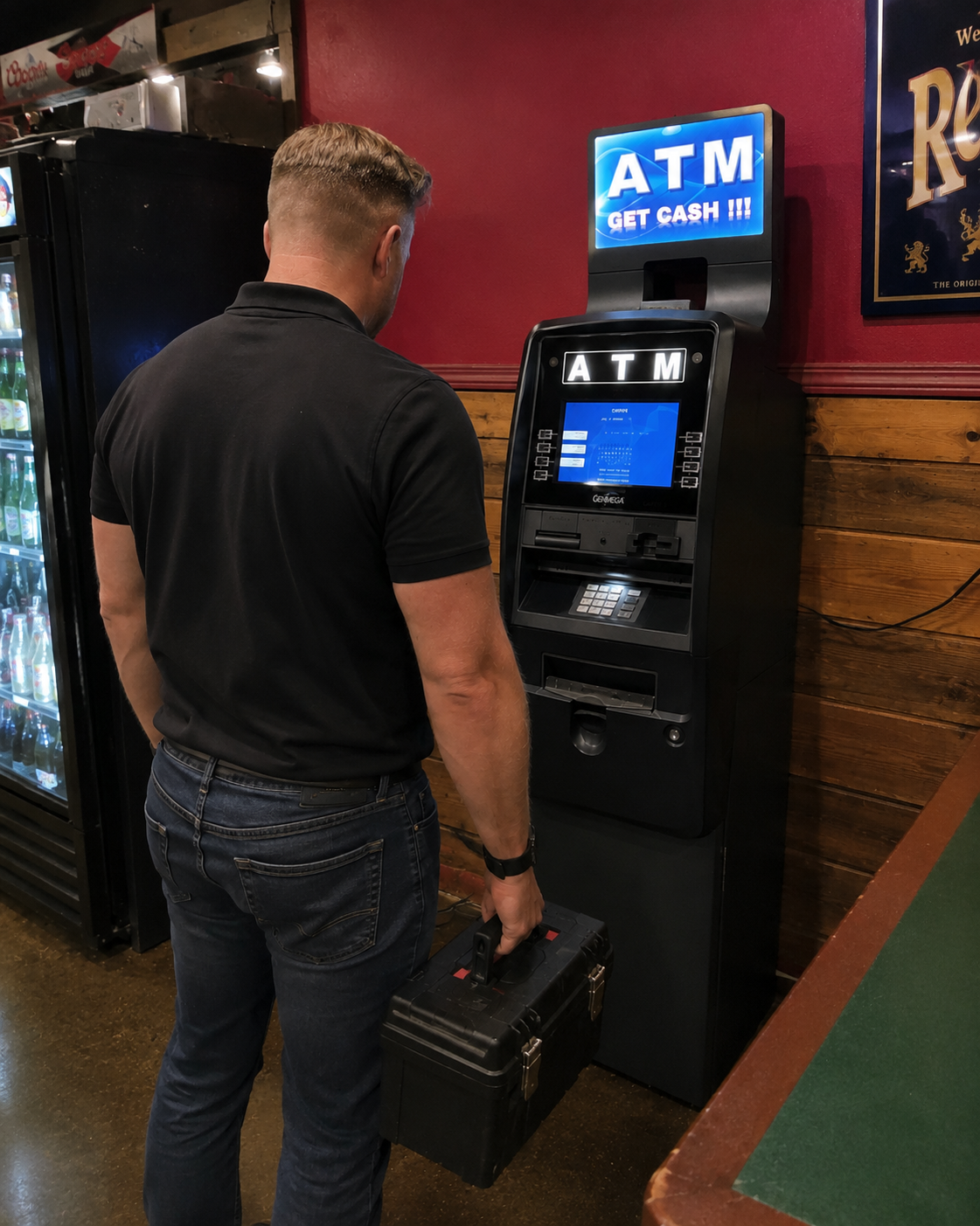 High Desert ATM machine being serviced at a local bar